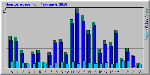 Hourly usage for February 2016